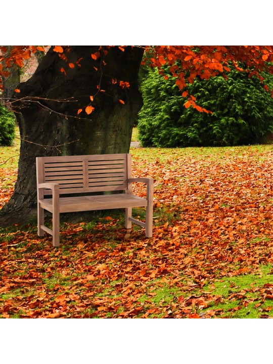 Teaková lavica Halden 120 cm s poťahom, teak