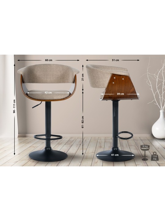 Barová stolička Vestal látka, orech/krémová