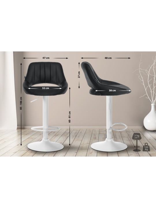 Sada 2 barových stoličiek Milet z umelej kože W, čierna