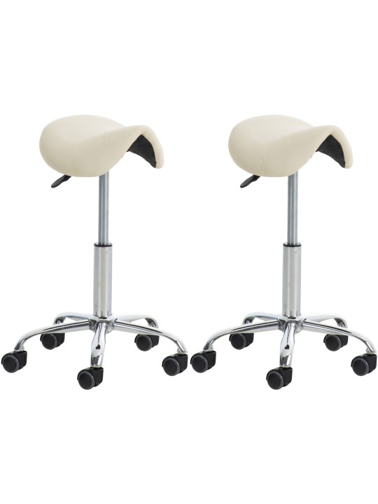 Sada 2 pracovných stoličiek Reno z umelej kože, krémová