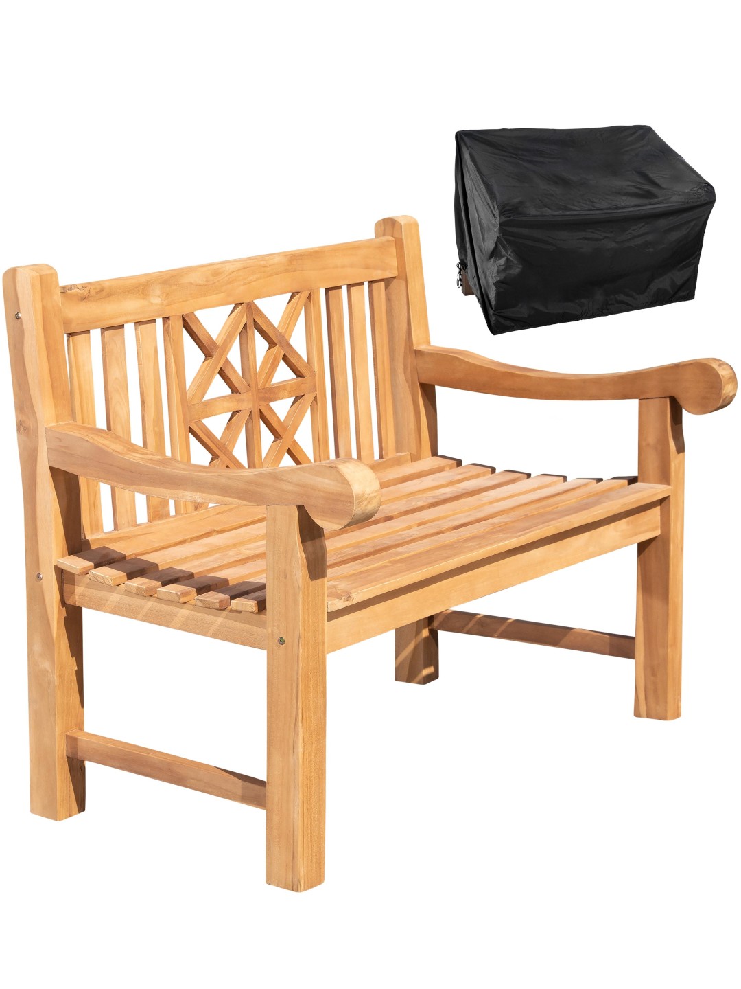 Teaková lavica Florida 120 cm s poťahom, teak