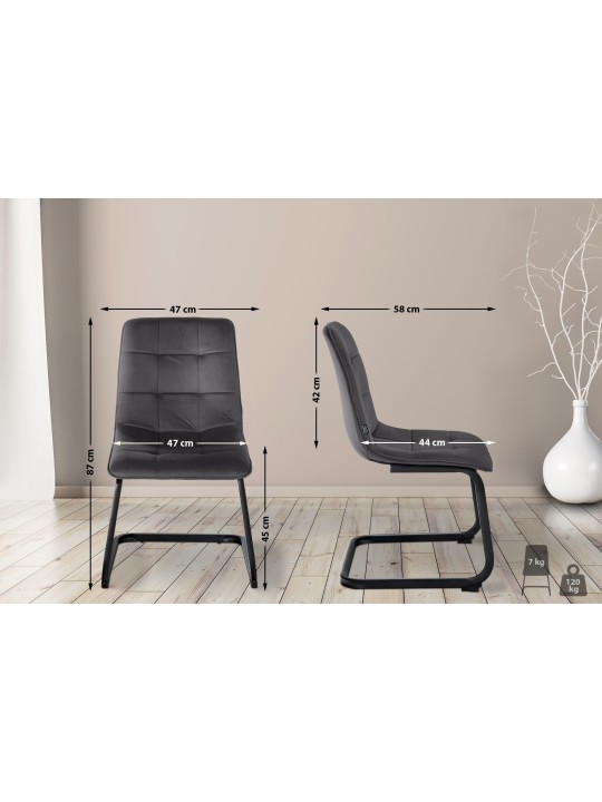 Sada 2 jedálenských stoličiek Vermont velvet, čierna