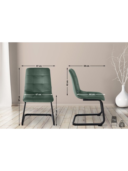 Sada 2 jedálenských stoličiek Vermont velvet, tmavozelená