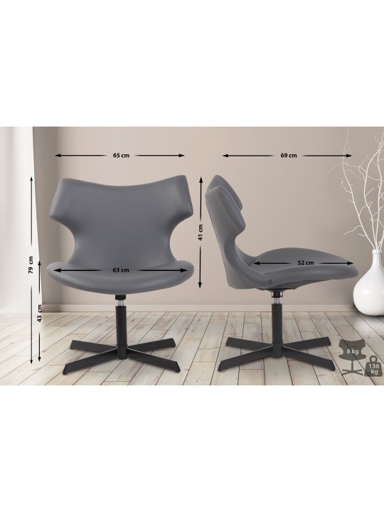 Lehátko Welland z umelej kože, sivá