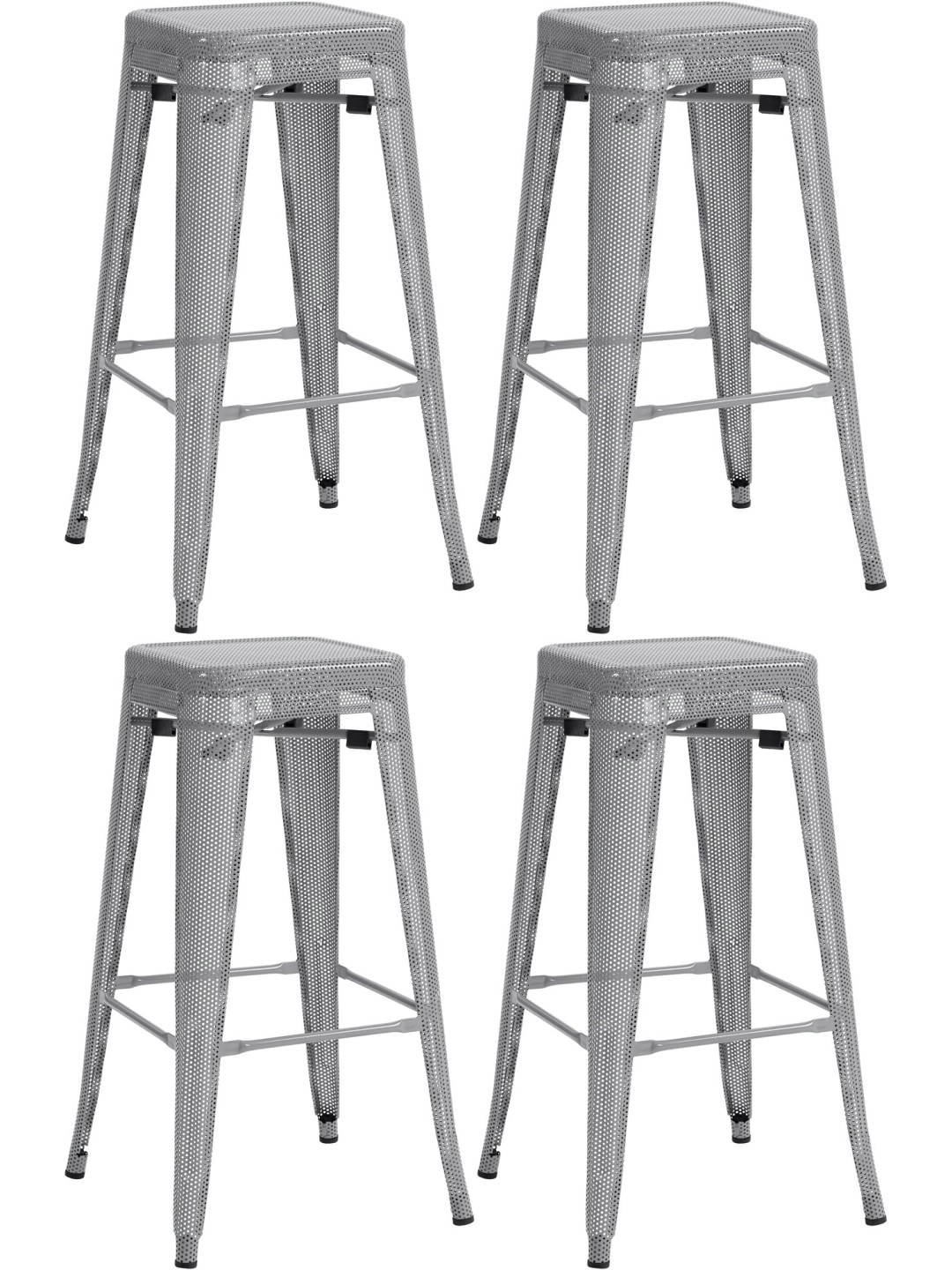 Sada 4 barových stoličiek Fletcher, strieborná