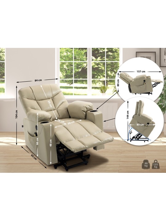 Kreslo Andover imitácia kože, krémová