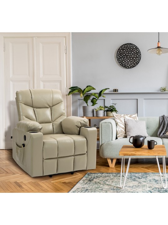 Kreslo Andover imitácia kože, krémová