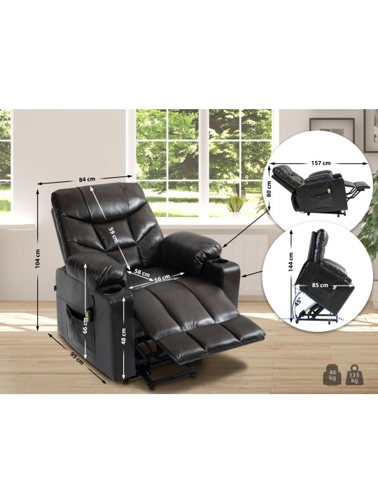 Kreslo Andover imitácia kože, hnedá