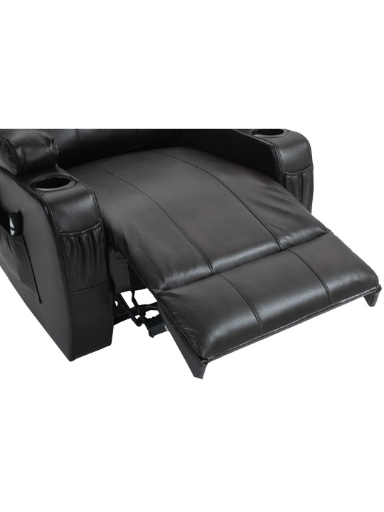 Kreslo Hepler s masážnou funkciou z umelej kože, hnedá