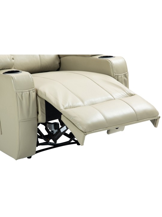 Kreslo Hepler s masážnou funkciou z umelej kože, krémová