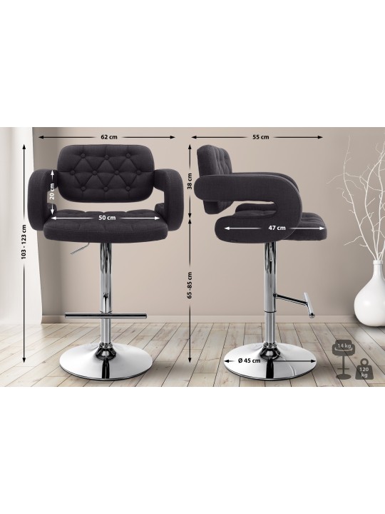 Sada 2 barových stoličiek Dublin fabric C, čierna