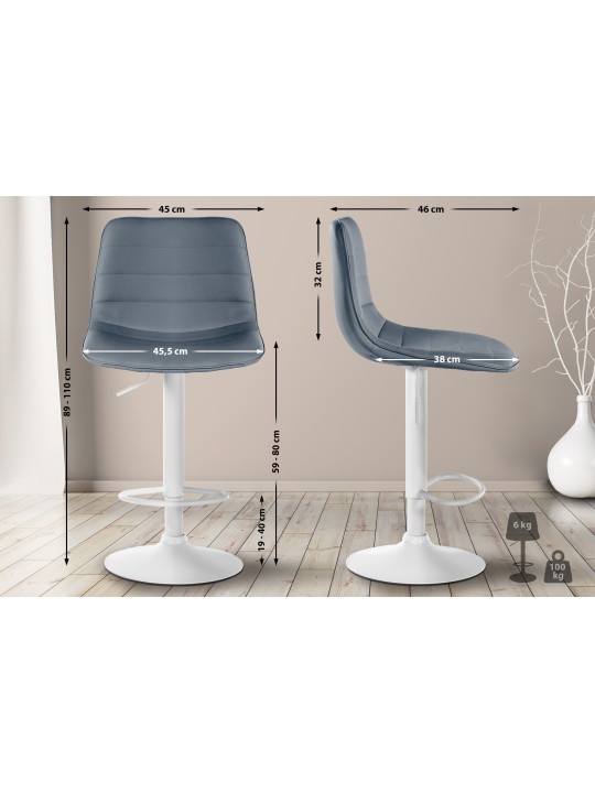 Sada 2 barových stoličiek Lex umelá koža W, sivá