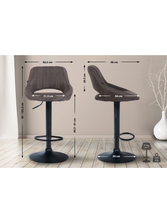 Sada 2 barových stoličiek Milet fabric B, tmavosivá