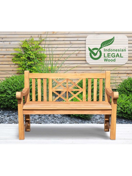 Teaková lavica Florida 120 cm s poťahom, teak