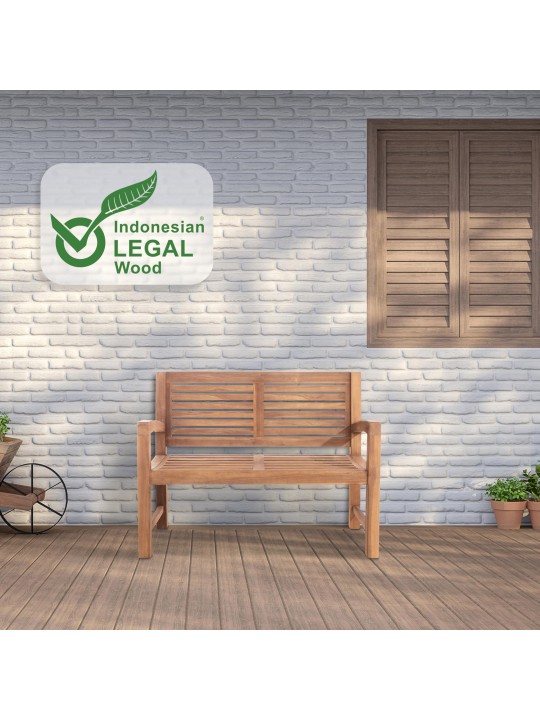 Teaková lavica Halden 120 cm s poťahom, teak