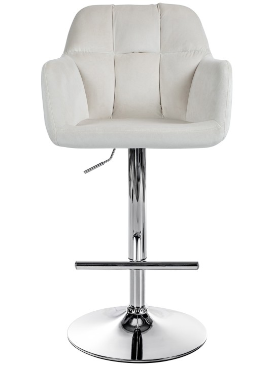 Barová stolička Natoma velvet chrome, krémová