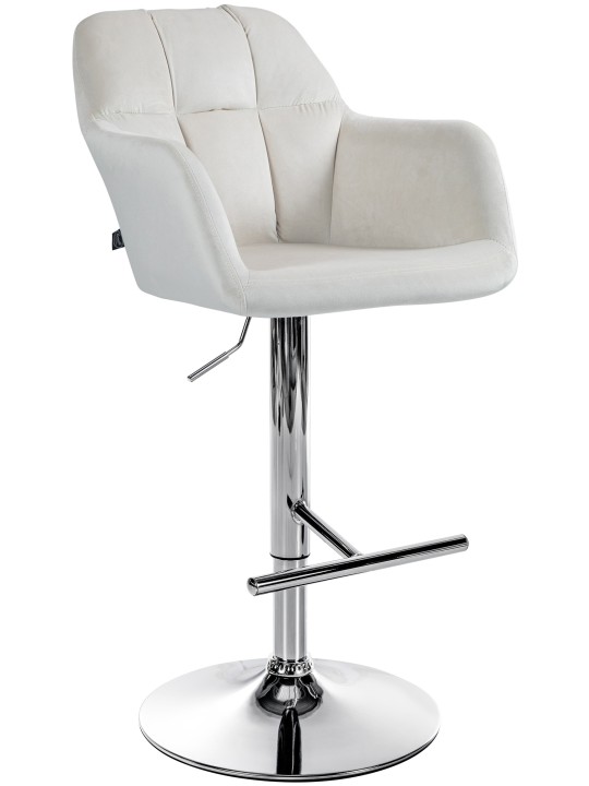 Barová stolička Natoma velvet chrome, krémová
