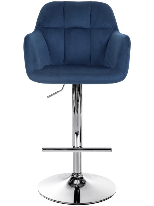 Barová stolička Natoma velvet chrome, modrá