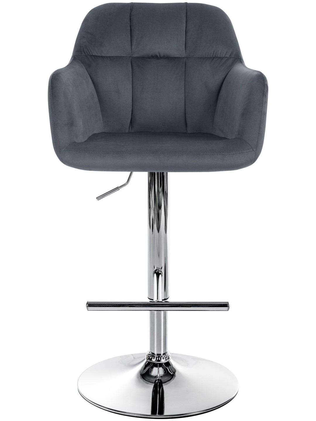 Barová stolička Natoma velvet chrome, tmavosivá