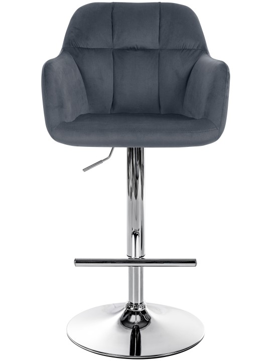 Barová stolička Natoma velvet chrome, tmavosivá