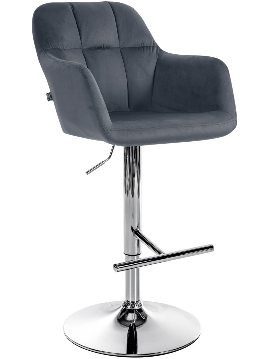 Barová stolička Natoma velvet chrome, tmavosivá