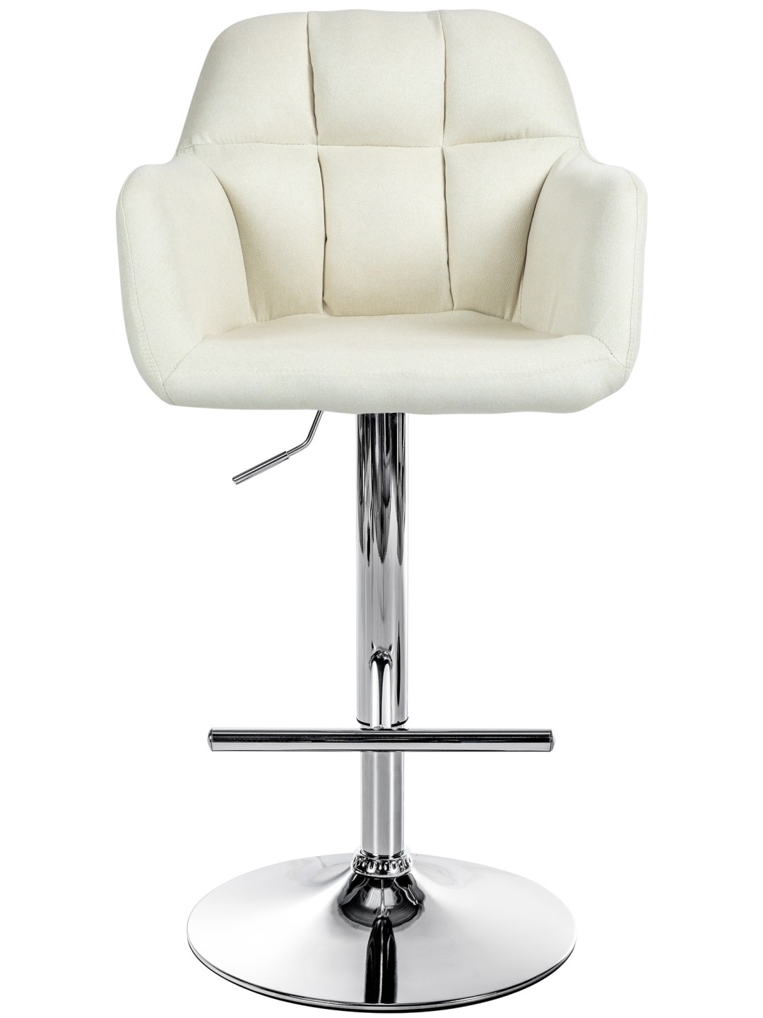 Barová stolička Natoma látka chróm, krémová