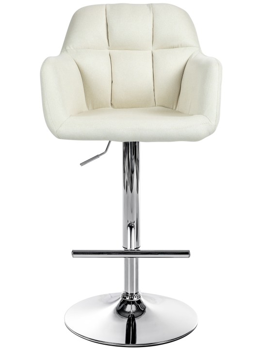 Barová stolička Natoma látka chróm, krémová