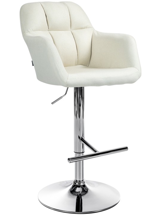 Barová stolička Natoma látka chróm, krémová