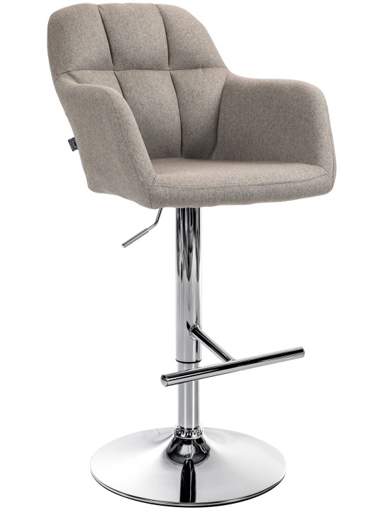Barová stolička Natoma látka chróm, šedohnedá