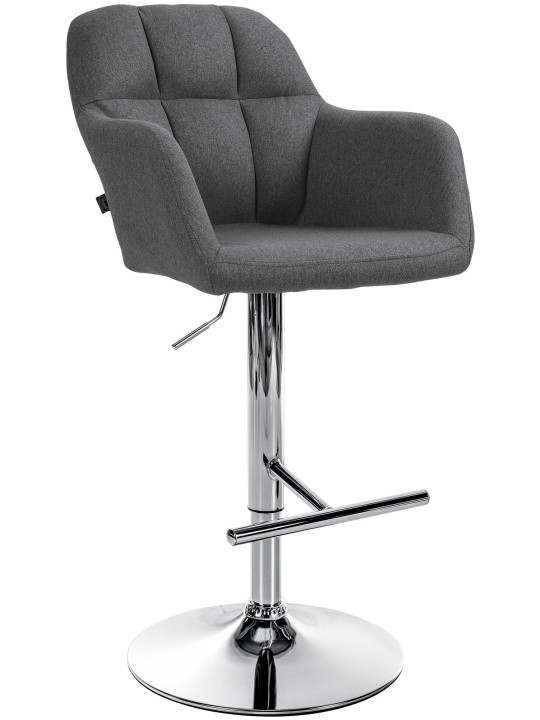 Barová stolička Natoma látka chróm, tmavosivá