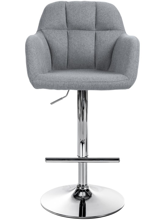 Barová stolička Natoma látka chróm, sivá