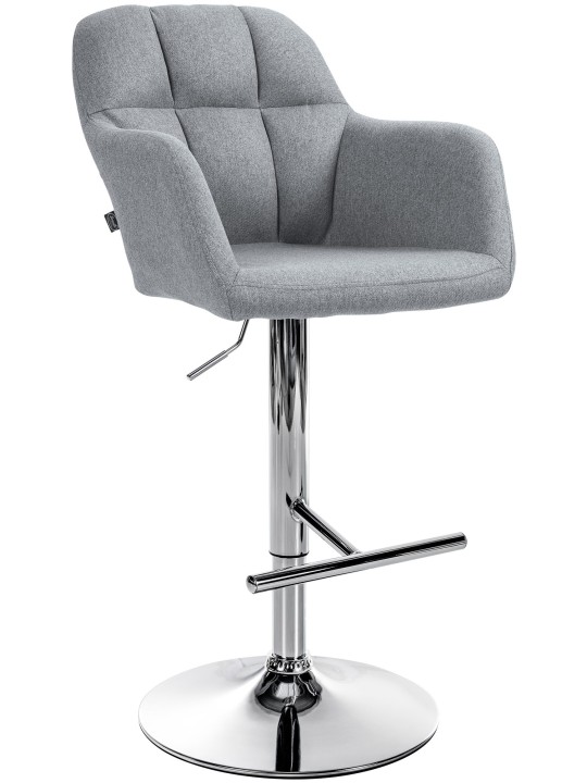 Barová stolička Natoma látka chróm, sivá