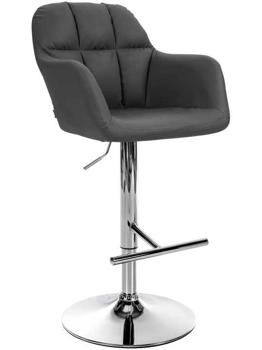 Barová stolička Natoma umelá koža chróm, čierna