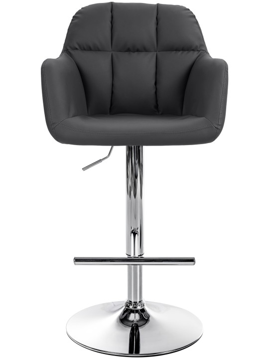 Barová stolička Natoma umelá koža chróm, čierna