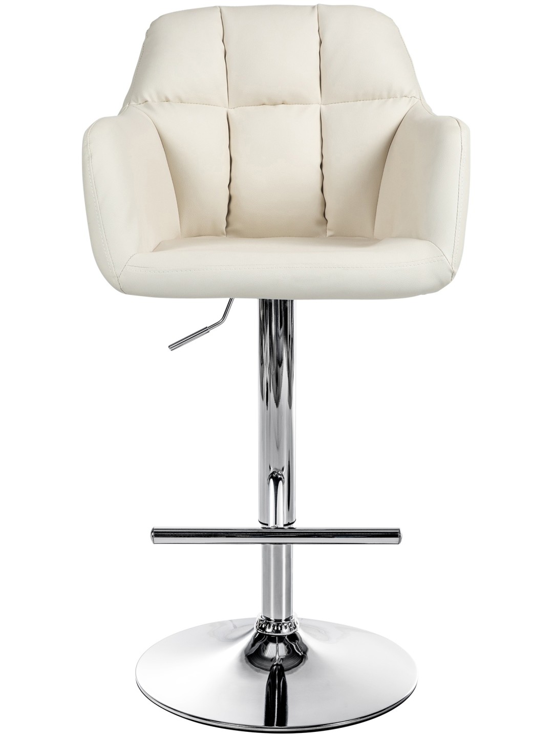 Barová stolička Natoma umelá koža chróm, krémová