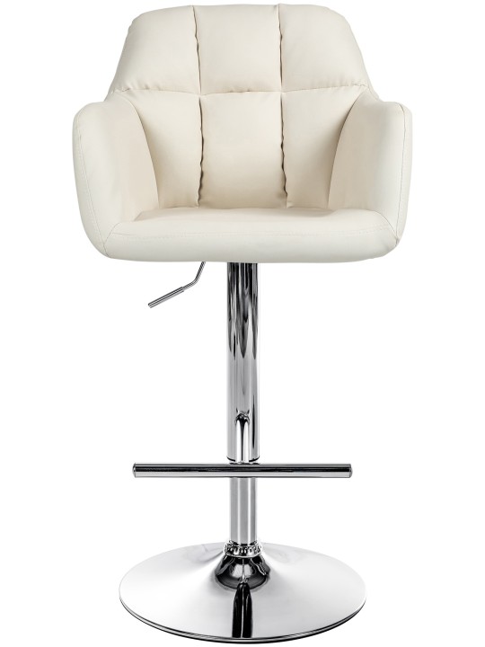 Barová stolička Natoma umelá koža chróm, krémová