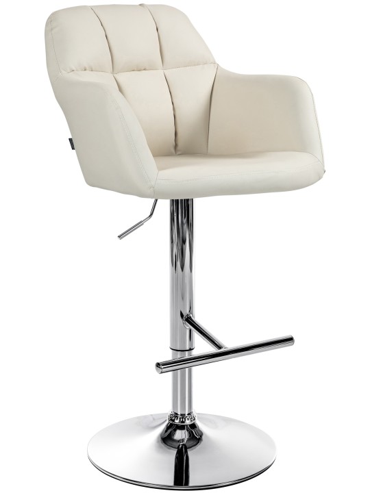 Barová stolička Natoma umelá koža chróm, krémová