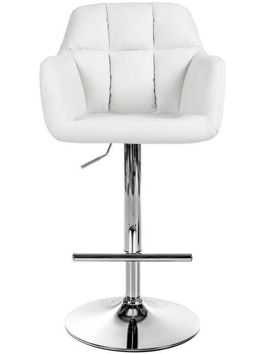 Barová stolička Natoma umelá koža chróm, biela