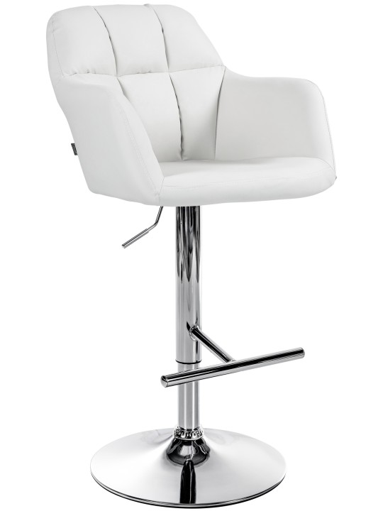 Barová stolička Natoma umelá koža chróm, biela