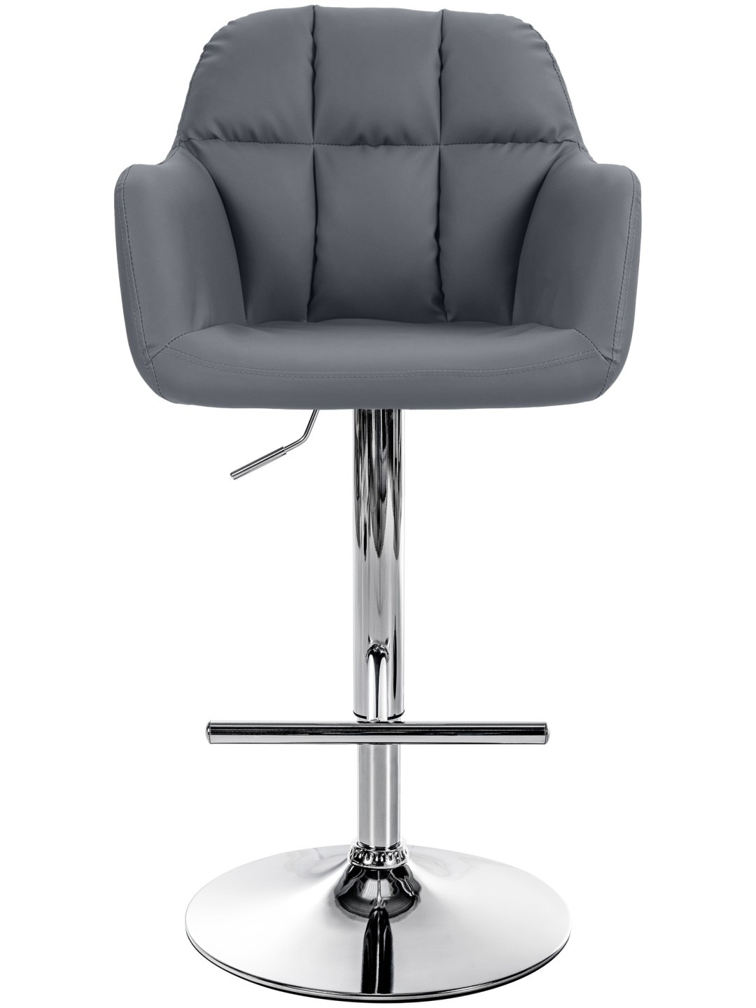Barová stolička Natoma umelá koža chróm, sivá