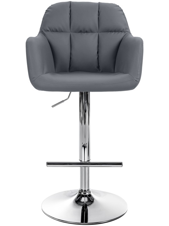 Barová stolička Natoma umelá koža chróm, sivá