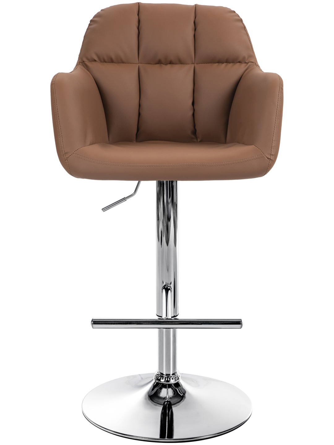 Barová stolička Natoma umelá koža chróm, svetlohnedá