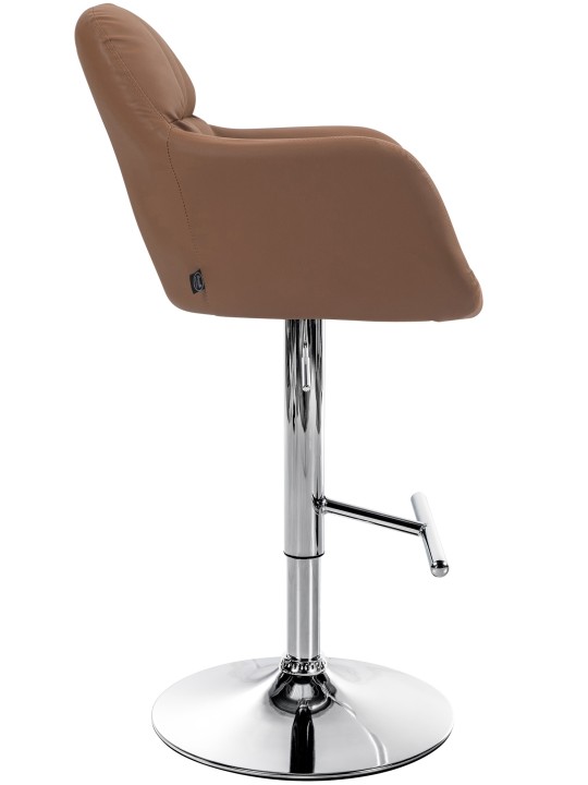 Barová stolička Natoma umelá koža chróm, svetlohnedá