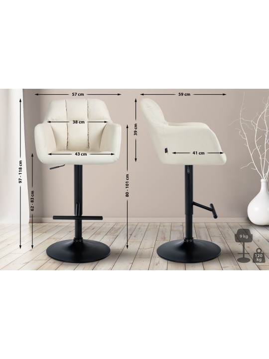 Barová stolička Natoma z umelej kože, krémová