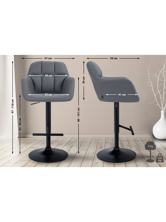 Barová stolička Natoma z umelej kože, sivá