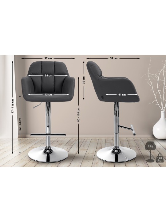 Barová stolička Natoma umelá koža chróm, čierna