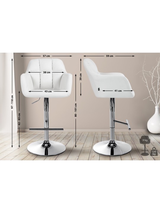 Barová stolička Natoma umelá koža chróm, biela