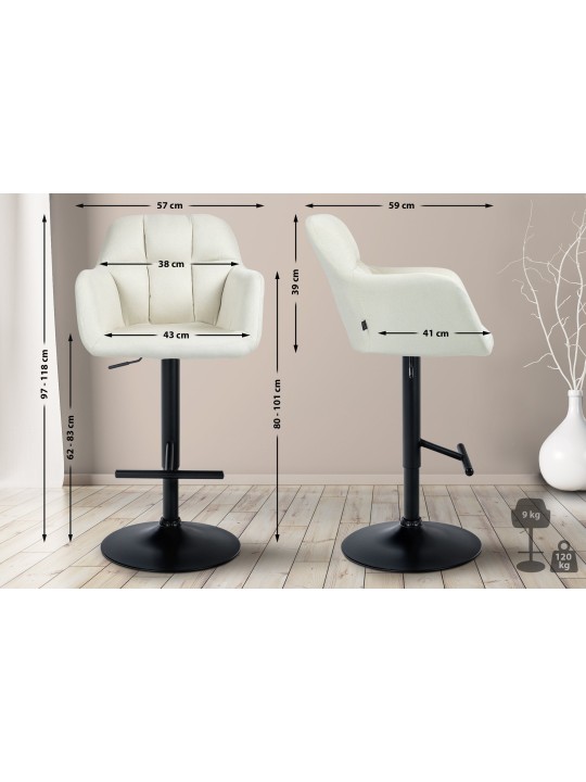 Barová stolička látka Natoma, krémová