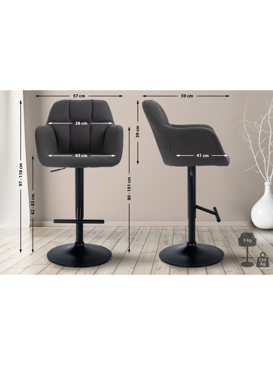 Barová stolička látka Natoma, čierna