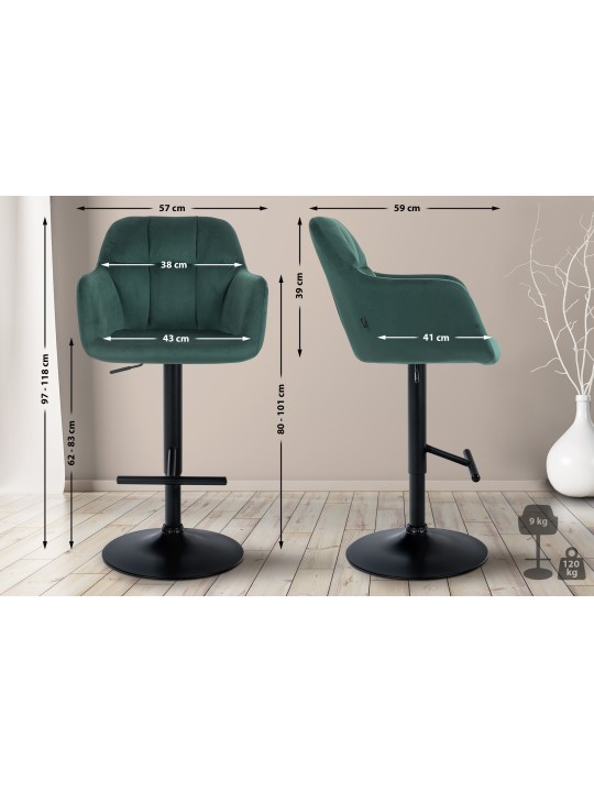 Barová stolička Natoma velvet, zelená